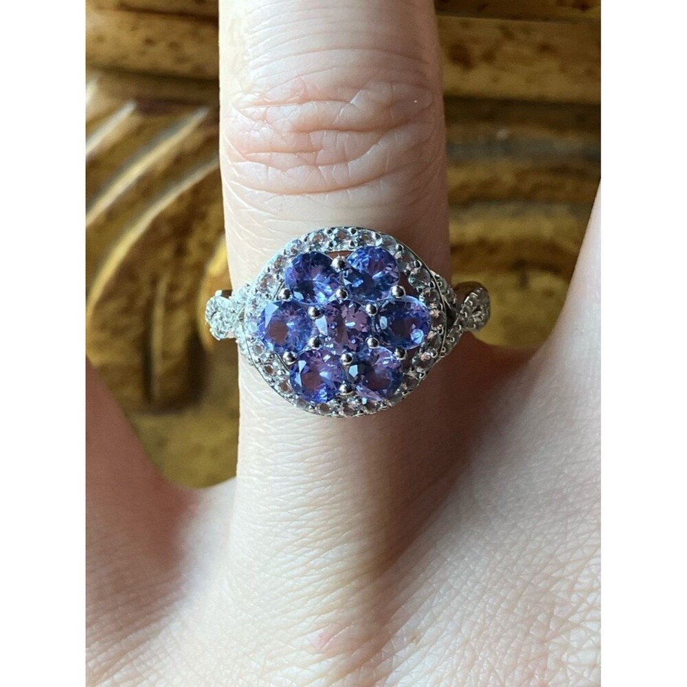 Natural Tanzanite Sterling Silver Ring Size 6
